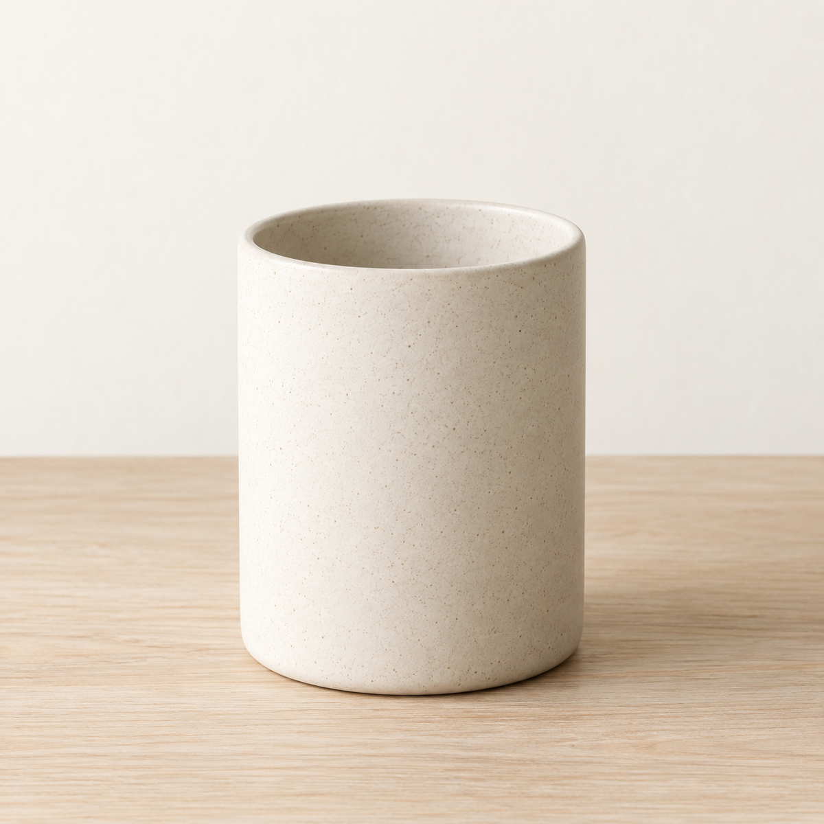 Portautensili cilindrico in ceramica neutra