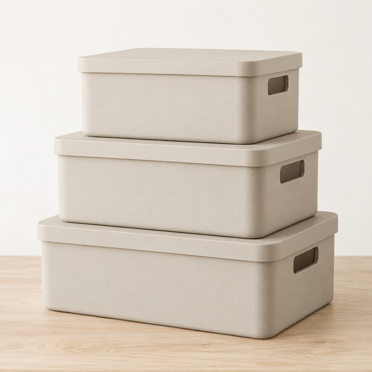 Set di tre scatole modulari Nido in tonalità neutre